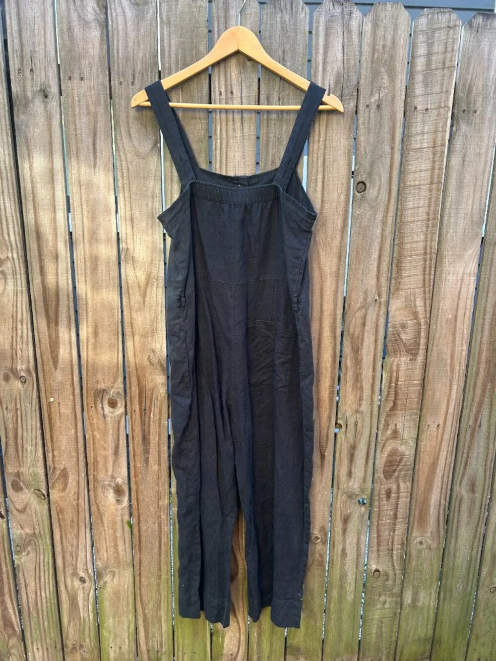 Everlane Black 100% Linen Short Sleeve Button Front Picnic Jumpsuit Womens 4